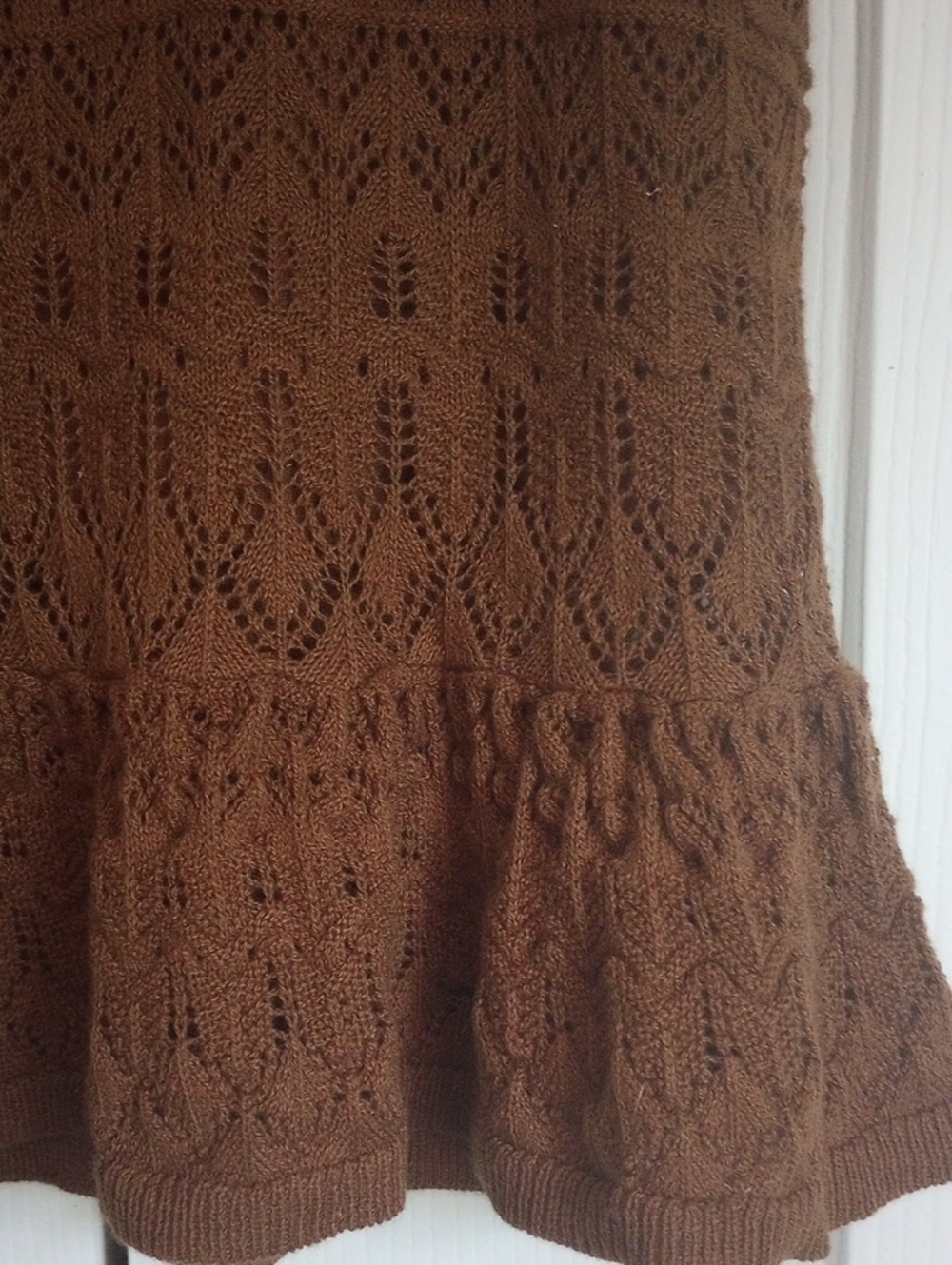 House of Harlow 1960 Brown Crochet Peplum Tank Top M - Picture 3 of 8